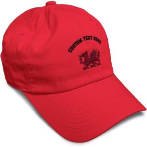 imageSoft Baseball Cap Wales Flag Dragon Seal Embroidery Europe Twill Cotton Dad Hats for Men ampamp WomenRed Personalized Text Here