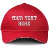 imagePersonalize Your Custom Text On American Flag Hat Cotton Strap ClosureRed