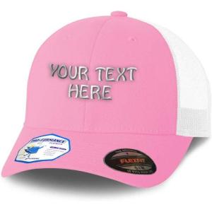 imageFlexfit Hats for Men ampamp Women Custom Personalized Text Dad Hats Baseball CapPinkWhite