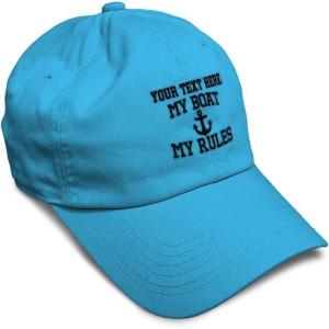 imageSoft Baseball Cap My Boat My Rules Anchor Captain B Funny Anchor Cotton Ship Dad Hats for Men ampamp WomenAqua Personalized Text Here