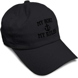 imageSoft Baseball Cap My Boat My Rules Anchor Captain B Funny Anchor Cotton Ship Dad Hats for Men ampamp WomenBlack Design Only