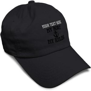 imageSoft Baseball Cap My Boat My Rules Anchor Captain B Funny Anchor Cotton Ship Dad Hats for Men ampamp WomenBlack Personalized Text Here