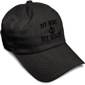 imageSoft Baseball Cap My Boat My Rules Anchor Captain B Funny Anchor Cotton Ship Dad Hats for Men ampamp WomenDark Denim Design Only