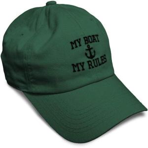 imageSoft Baseball Cap My Boat My Rules Anchor Captain B Funny Anchor Cotton Ship Dad Hats for Men ampamp WomenForest Green Design Only