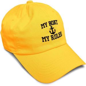 imageSoft Baseball Cap My Boat My Rules Anchor Captain B Funny Anchor Cotton Ship Dad Hats for Men ampamp WomenGolden Yellow Design Only