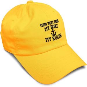 imageSoft Baseball Cap My Boat My Rules Anchor Captain B Funny Anchor Cotton Ship Dad Hats for Men ampamp WomenGolden Yellow Personalized Text Here