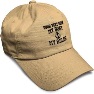 imageSoft Baseball Cap My Boat My Rules Anchor Captain B Funny Anchor Cotton Ship Dad Hats for Men ampamp WomenKhaki Personalized Text Here