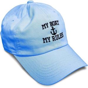 imageSoft Baseball Cap My Boat My Rules Anchor Captain B Funny Anchor Cotton Ship Dad Hats for Men ampamp WomenLight Blue Design Only
