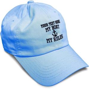 imageSoft Baseball Cap My Boat My Rules Anchor Captain B Funny Anchor Cotton Ship Dad Hats for Men ampamp WomenLight Blue Personalized Text Here
