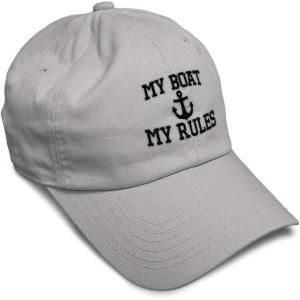 imageSoft Baseball Cap My Boat My Rules Anchor Captain B Funny Anchor Cotton Ship Dad Hats for Men ampamp WomenLight Grey Design Only
