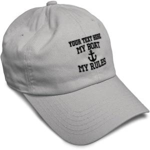 imageSoft Baseball Cap My Boat My Rules Anchor Captain B Funny Anchor Cotton Ship Dad Hats for Men ampamp WomenLight Grey Personalized Text Here