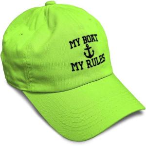 imageSoft Baseball Cap My Boat My Rules Anchor Captain B Funny Anchor Cotton Ship Dad Hats for Men ampamp WomenLime Design Only