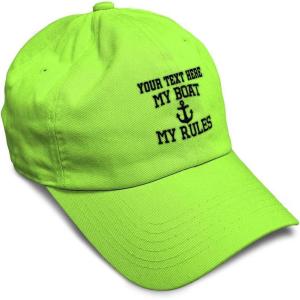 imageSoft Baseball Cap My Boat My Rules Anchor Captain B Funny Anchor Cotton Ship Dad Hats for Men ampamp WomenLime Personalized Text Here