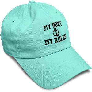imageSoft Baseball Cap My Boat My Rules Anchor Captain B Funny Anchor Cotton Ship Dad Hats for Men ampamp WomenMint Design Only
