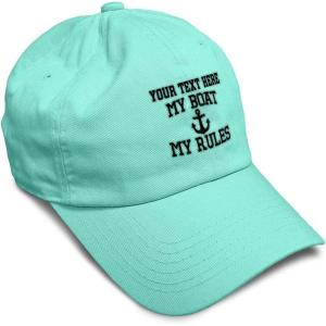 imageSoft Baseball Cap My Boat My Rules Anchor Captain B Funny Anchor Cotton Ship Dad Hats for Men ampamp WomenMint Personalized Text Here