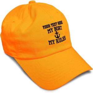 imageSoft Baseball Cap My Boat My Rules Anchor Captain B Funny Anchor Cotton Ship Dad Hats for Men ampamp WomenOrange Personalized Text Here