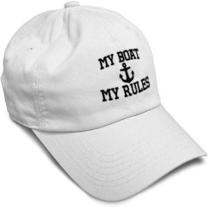 imageSoft Baseball Cap My Boat My Rules Anchor Captain B Funny Anchor Cotton Ship Dad Hats for Men ampamp WomenWhite Design Only