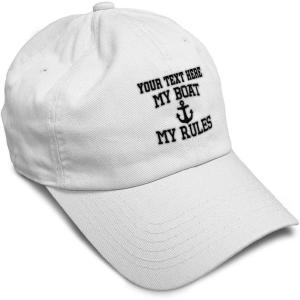 imageSoft Baseball Cap My Boat My Rules Anchor Captain B Funny Anchor Cotton Ship Dad Hats for Men ampamp WomenWhite Personalized Text Here