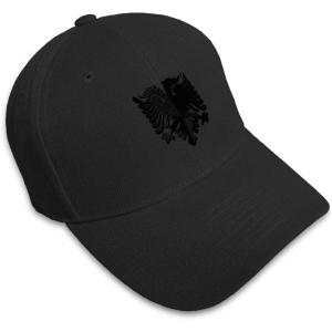 imageCustom Baseball Cap Albanian Eagle Black Embroidery Dad Hats for Men ampamp WomenBlack Design Only
