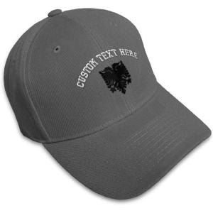 imageCustom Baseball Cap Albanian Eagle Black Embroidery Dad Hats for Men ampamp WomenDark Grey Personalized Text Here