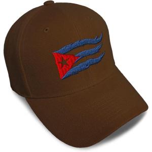 imageCustom Baseball Cap Cuba Cuban Flag Flame Embroidery Flags Acrylic Automitive Dad Hats for Men ampamp WomenBrown Design Only
