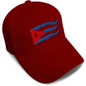imageCustom Baseball Cap Cuba Cuban Flag Flame Embroidery Flags Acrylic Automitive Dad Hats for Men ampamp WomenBurgundy Design Only