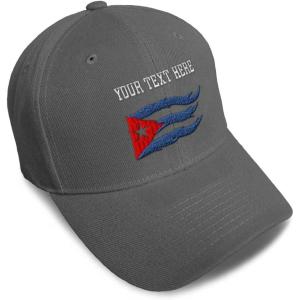 imageCustom Baseball Cap Cuba Cuban Flag Flame Embroidery Flags Acrylic Automitive Dad Hats for Men ampamp WomenDark Grey Personalized Text Here