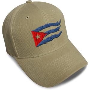 imageCustom Baseball Cap Cuba Cuban Flag Flame Embroidery Flags Acrylic Automitive Dad Hats for Men ampamp WomenKhaki Design Only