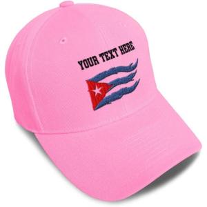 imageCustom Baseball Cap Cuba Cuban Flag Flame Embroidery Flags Acrylic Automitive Dad Hats for Men ampamp WomenSoft Pink Personalized Text Here