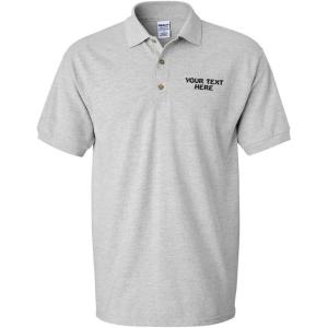 imagePolo Shirts for Men Custom Personalized Text Cotton Short Sleeves Golf TeesOxford Grey