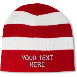 imageChristmas Beanie for Men ampamp Women Custom Personalized Text Holiday Hats for Men ampamp Women Red White