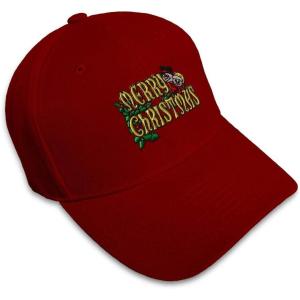 imageCustom Baseball Cap Merry Christmas A Embroidery Dad Hats for Men ampamp WomenBurgundy Design Only