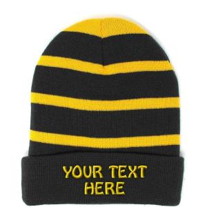 imageCustom Lined Beanie for Men Personalized Text Winter Acrylic 1 SizeBlack Yellow