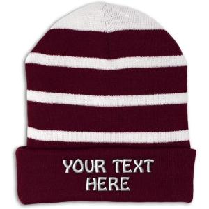 imageCustom Lined Beanie for Men Personalized Text Winter Acrylic 1 SizeBurgundy White