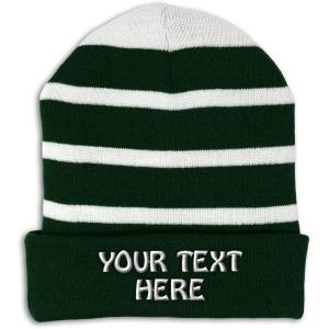 imageCustom Lined Beanie for Men Personalized Text Winter Acrylic 1 SizeForest Green White