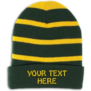 imageCustom Lined Beanie for Men Personalized Text Winter Acrylic 1 SizeForest Green Yellow