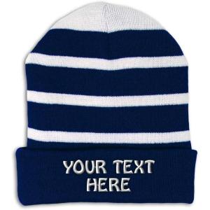 imageCustom Lined Beanie for Men Personalized Text Winter Acrylic 1 SizeNavy White