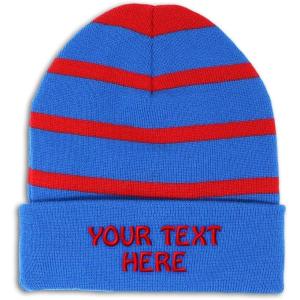 imageCustom Lined Beanie for Men Personalized Text Winter Acrylic 1 SizeRoyal Blue Red
