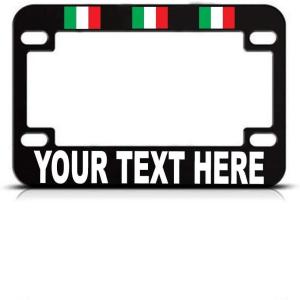 imageSpeedy Pros Custom Text Personlized Italy Country Flag Metal Bike License Plate Frame Motorcycle Tag Holder  Black 4 Holes
