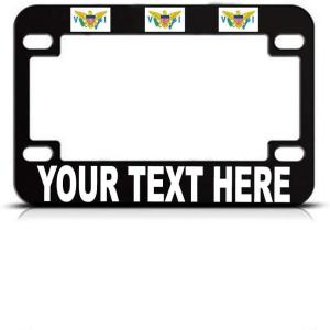 imageSpeedy Pros Custom Text Personlized UsVirginIslands Country Flag Metal Bike License Plate Frame Motorcycle Tag Holder  Black 4 Holes
