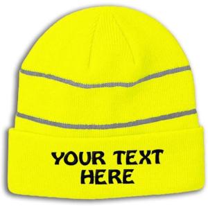 imageWinter Reflective Beanie for Men ampamp Women Custom Personalized Embroidery Acrylic High Visibility Running Gear Skull Cap Hats Neon Yellow