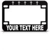 imageSpeedy Pros Custom Text Personlized Christian Religion Cross Symbol Metal Bike License Plate Frame Motorcycle Tag Holder  Black 4 Holes