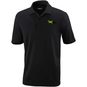 imagePerformance Golf Tees Jamaica Flag Map Embroidery Polyester Short Sleeves Polo Shirts for Men Black X Large