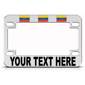imageSpeedy Pros Custom Text Personlized Venezuela2 Country Flag Metal Bike License Plate Frame Motorcycle Tag Holder  Chrome 4 Holes