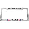 imageSpeedy Pros Born ampamp Raised in Texas Zinc Metal License Plate Frame Car Auto Tag Holder Chrome 4 Holes