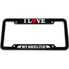 imageSpeedy Pros I Love My Sheltie Zinc Metal License Plate Frame Car Auto Tag Holder  Black 4 Holes