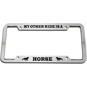 imageMy Other Ride is A Horse Style 2 Zinc Metal License Plate Frame Car Auto Tag Holder  Chrome 4 Holes