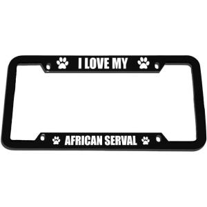 imageSpeedy Pros I Love My African Serval Zinc Metal License Plate Frame Car Auto Tag Holder  Black 4 Holes