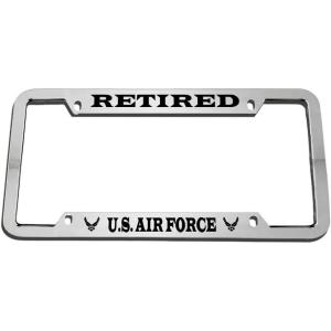 imageSpeedy Pros Us States Air Force Retired Metal Military Zinc Metal License Plate Frame Car Auto Tag Holder Chrome 4 Holes
