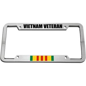 imageVietnam Veteran Zinc Metal License Plate Frame Car Auto Tag Holder  Chrome 4 Holes